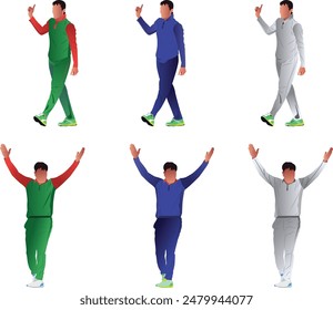 un conjunto de jugadores de cricket en diferentes poses
