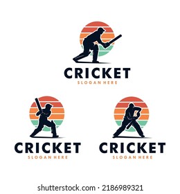 Set of Cricket Sport Logo Template Design