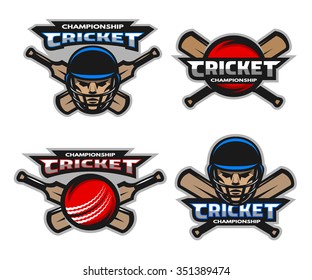 Set Cricket Sports Logos Emblem On Stock Vector (Royalty Free ...