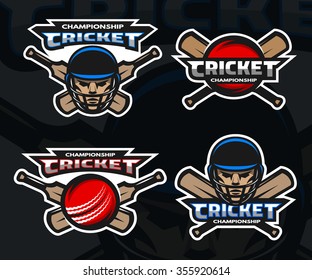 Set Cricket Sports Logos Emblem On Stock Vector (Royalty Free ...