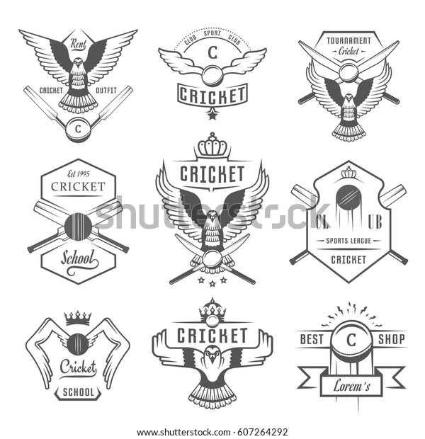Set Cricket Team Emblem Design Elements Stock Image Download Now
