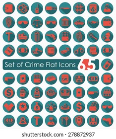 Set of crime flat icons for Web and Mobile Applications