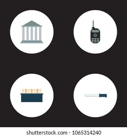 Set of criminal icons flat style symbols with jurors, knife, court and other icons for your web mobile app logo design.