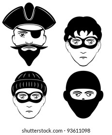 Set of criminals persons, illustration