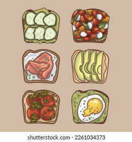 A set of crispy toasts with fillings to your taste