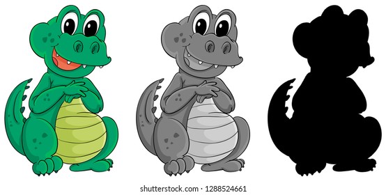 Set of crocodile character illustration