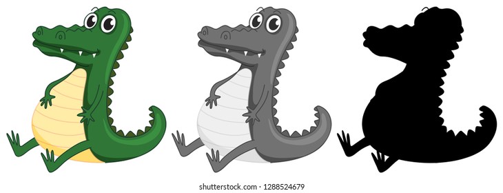 Set of crocodile character illustration