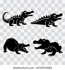 a set of crocodile icons, alligator illustration