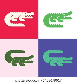 Conjunto de logotipo de Cocodrilo. Diseño de iconos. Elementos de Plantilla