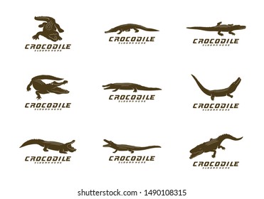 Set of Crocodile Logo Vector. Alligator emblem template Illustration