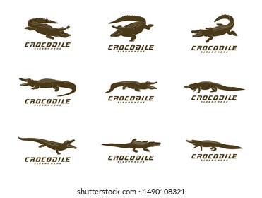 Set of Crocodile Logo Vector. Alligator emblem template Illustration