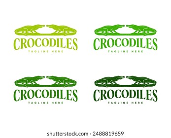 Set of Crocodile Logo Vector. Alligator emblem template Illustration