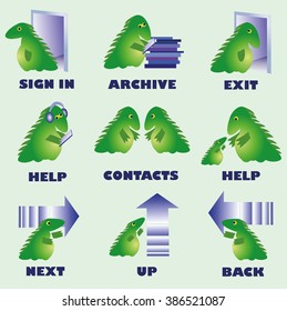 Set of crocodile style funny vector elements for web pages