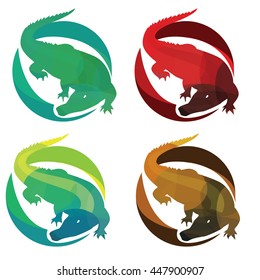 Set of crocodile vector logotypes.