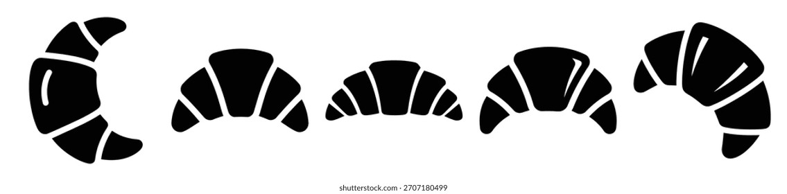 Conjunto de Ilustración vectorial de icono de curva de croissant aislado sobre fondo blanco