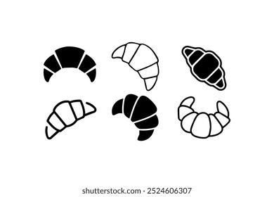 Set of Croissant Icons in Various Styles. Vector illustration design.