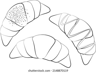 Set Croissants coloring vector illustration