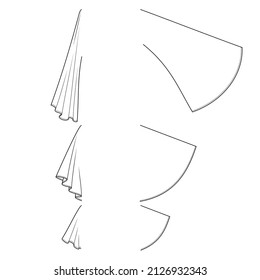 Set of cropped tops, shirts, tanks, blouses technical fashion illustration