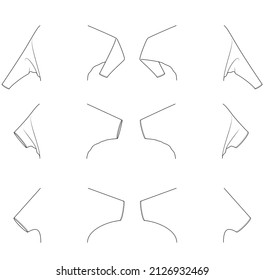 Set of cropped tops, shirts, tanks, blouses technical fashion illustration