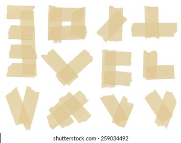Set of cross adhesive tape. Vector illustration