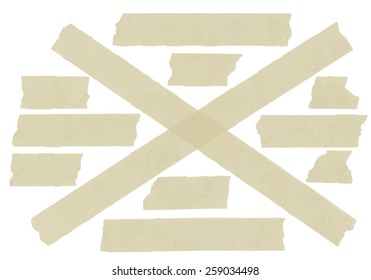 Set of cross adhesive tape. Vector illustration