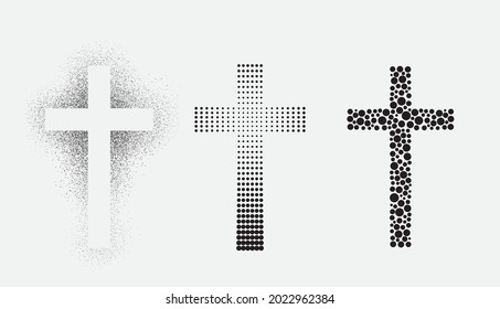 Set of cross, dot design. Funeral design elements. Vector illustration isolated on white background, EPS 10