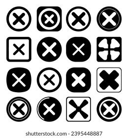 Juego de iconos cruzados. Diseño de vector pictograma.