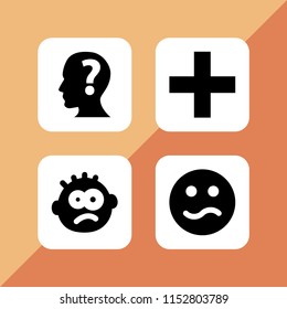 set with cross mark, confused and human head with a question mark inside vector icons for web and mobile app