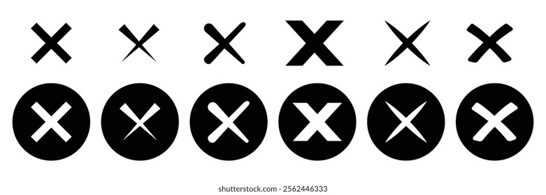 Set of Cross mark icon collection. Denied, not accept, cross mark symbol. Vector Illustration.