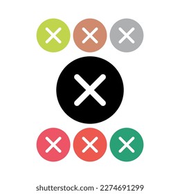 Conjunto de iconos de marca cruzada, signo X, ilustración vectorial de diseño simple, símbolo de elección falsa.