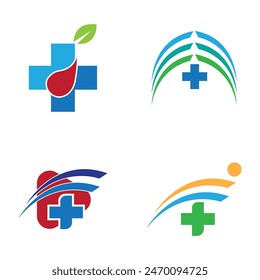 conjunto de Plantilla de diseño de Ilustración vectorial de icono médico cruzado