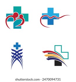 set of cross medical icon vector illustration design template