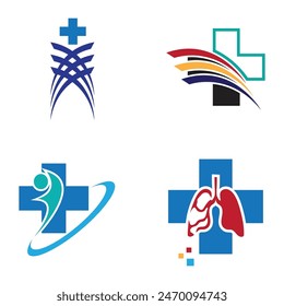 conjunto de Plantilla de diseño de Ilustración vectorial de icono médico cruzado