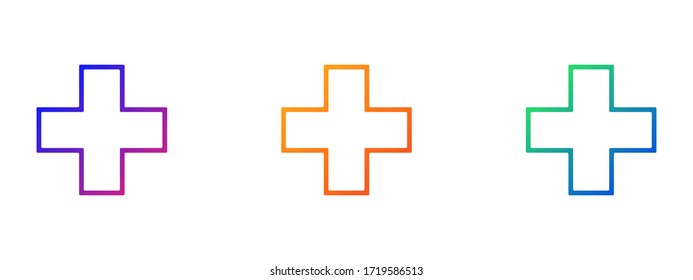 Set cross plus heart medical logo design template elements