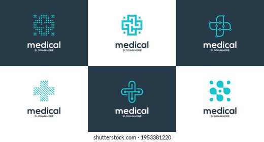 Set of cross plus medical logo design