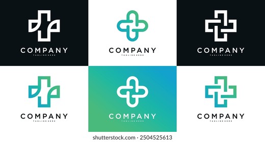 Set of cross sign medical logo health symbol. Premium Vector