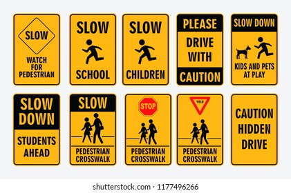 set of cross street school sign.eps vector