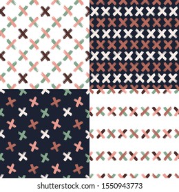Set. Cross. Vector illustration with patterns.