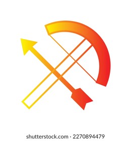 conjunto de ballesta cruzada con el logotipo de flecha, icono, aislado en fondo blanco. arma, arco, cruz, cruz, cruzada, flecha, munición, caza, cazador, caza, arquero, tiro con arco, pegatina, clipart, ilustración vectorial
