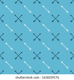Set Crossed arrows and Hipster arrow on seamless pattern. Vector