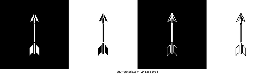 Set Crossed arrows icon isolated on black and white background.  Vector