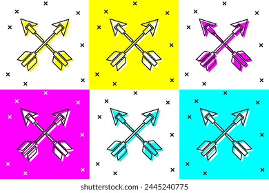 Set Crossed arrows icon isolated on color background.  Vector