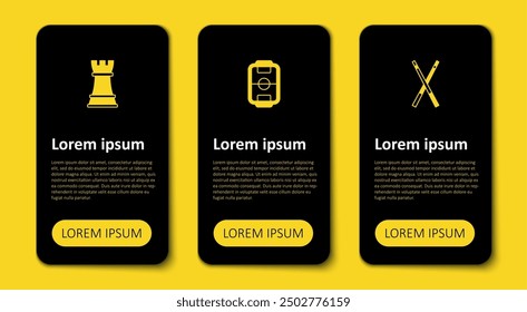 Set Crossed billiard cues, Table football and Chess. Business infographic template. Vector