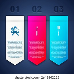 Set Fork cruzado e espátula, churrasco e . Modelo de infográfico comercial. Vetor