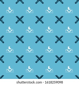 Set Crossed hunter knife and Trap hunting on seamless pattern. Vector