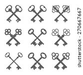 Set of crossed keys silhouettes vector illustration