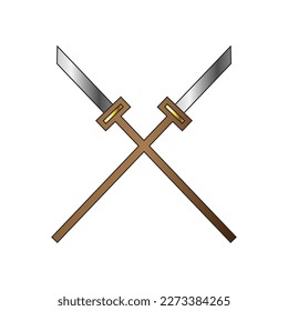 Satz von gekreuzter Speervektor, Logo, Symbol einzeln auf weißem Hintergrund. Waffen, Kreuz, Kreuz, Speer, Blade, Stahl, Eisen, Krieg, Krieger, Duell, Aufkleber, Clipart, Vorlage, Cartoon, Vektorgrafik