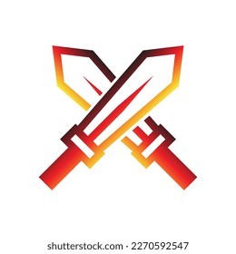 set of crossed sword logo, icon, isolated on white background. weapon, sword, cross, crossed, knife, blade, mini sword, cut, attack, game, war, warrior, logotype, sticker, clipart, vector illustration