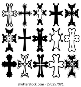 Set Of Crosses. Armenian Cross. Stock Vector