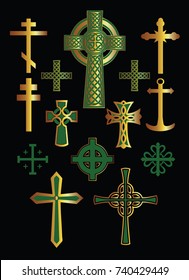 Set of crosses. A collection of vector elements of heraldic design. Retro style, the logo of heraldry. Collection of crosses.